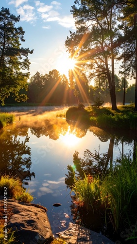 Sunrise over a tranquil lake (1)