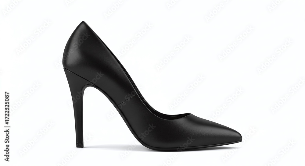 Fototapeta premium Black High Heel Shoe Isolated on White Background