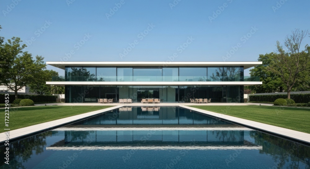 Fototapeta premium Modern, minimalist house with a large pool