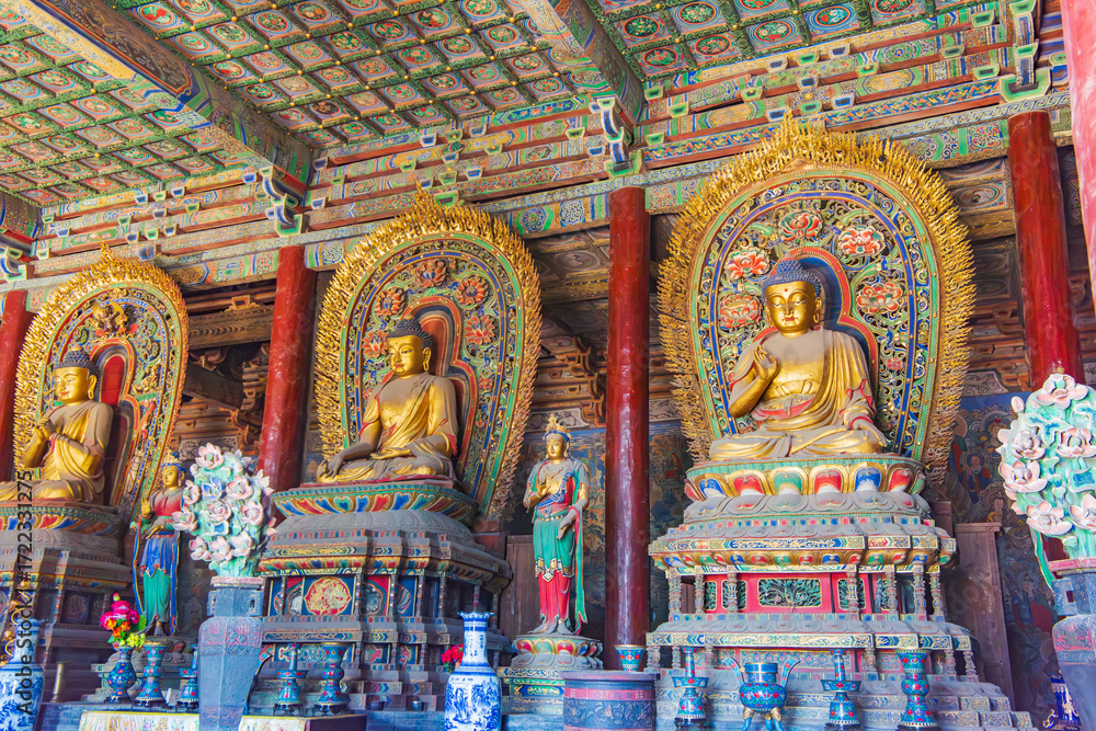 Naklejka premium Beautiful scenery of Huayan Temple in Datong, Shanxi Province on a sunny summer day
