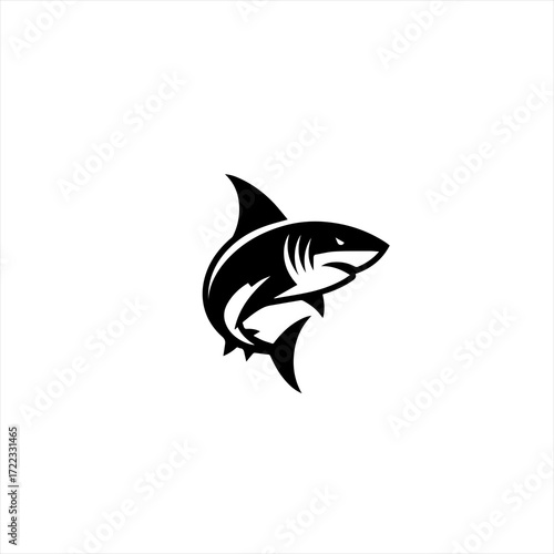 Aggressive shark silhouette icon for sports teams and brands