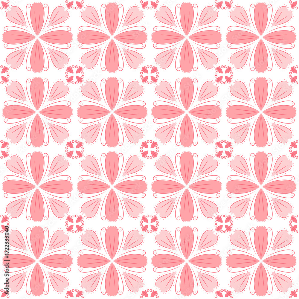custom made wallpaper toronto digitalElegant Seamless Floral Pattern with Stylized Pink Petals on White Background – Romantic Botanical Design for Textile, Stationery, and Spring Decor
