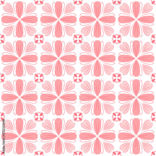 Wallpaper Mural Elegant Seamless Floral Pattern with Stylized Pink Petals on White Background – Romantic Botanical Design for Textile, Stationery, and Spring Decor Torontodigital.ca
