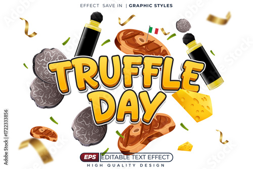 Editable 3d text effect truffle day for festival poster template