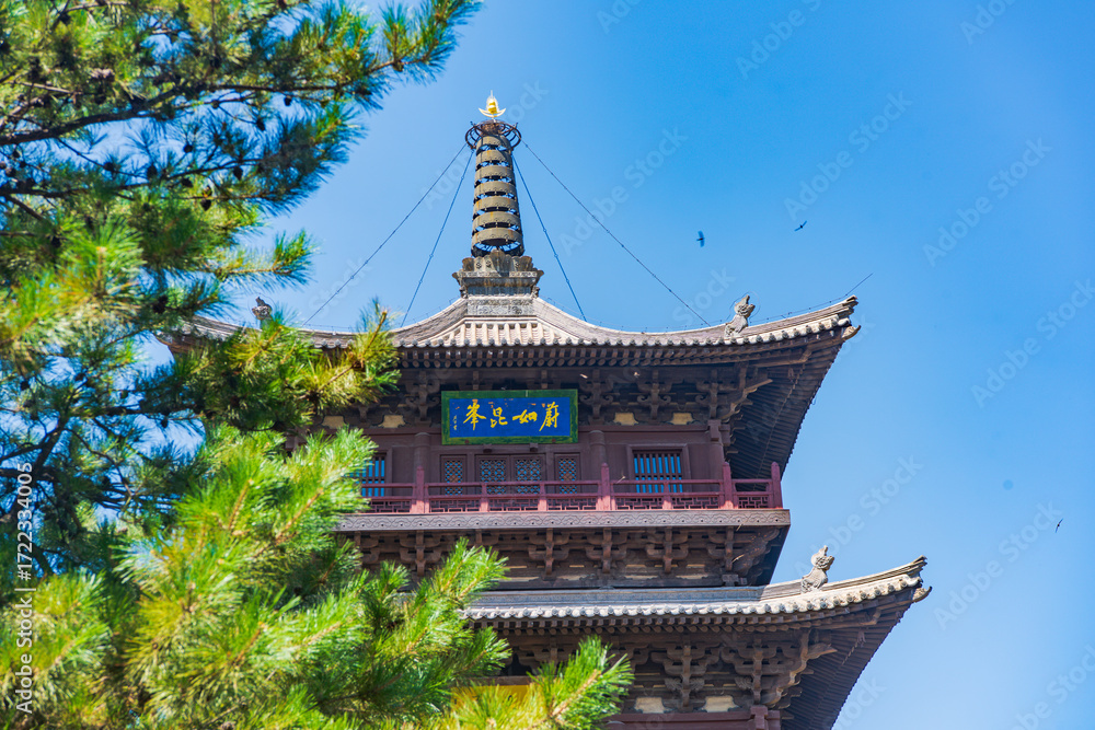 Fototapeta premium Beautiful scenery of Huayan Temple in Datong, Shanxi Province on a sunny summer day