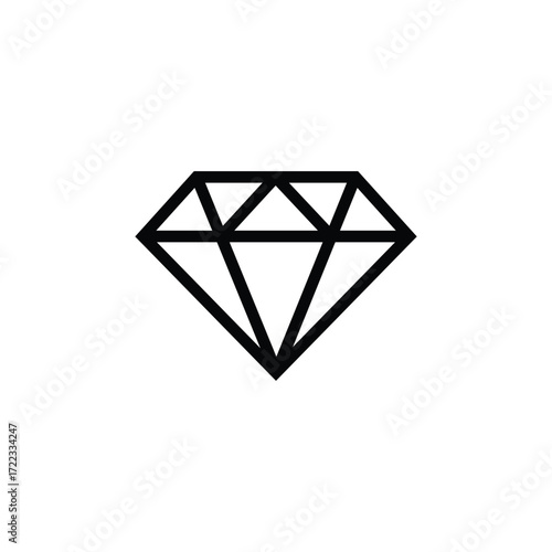 Simple outline of a brilliant cut diamond on a white background