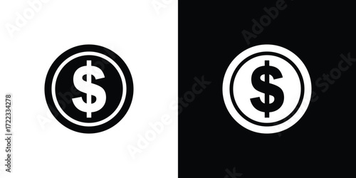 Simple dollar coin icons in black and white for financial concepts