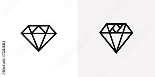 Minimalist outline diamonds simple geometric gemstone icons