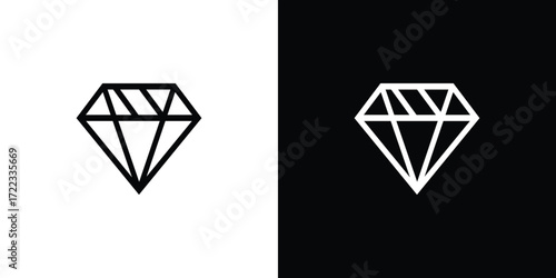 Minimalist diamond icons in contrasting black and white backgrounds