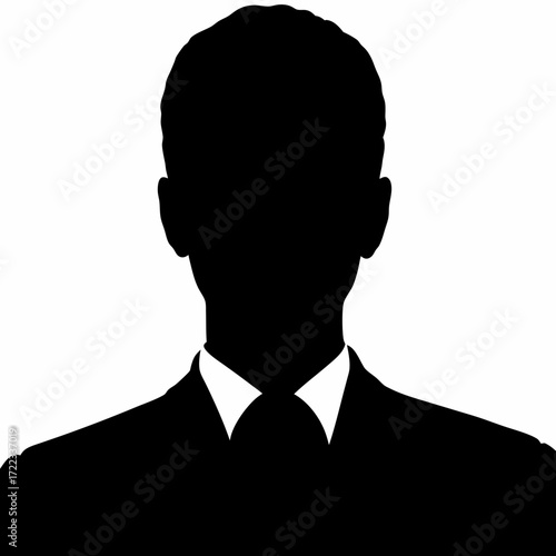 Black silhouette of a man in a suit and tie