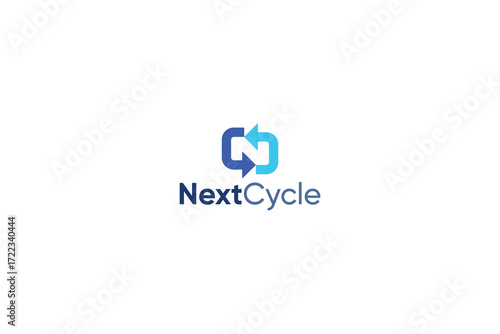 Letter N minimal creative recycling logo 