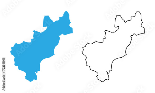 Map of Queretaro, a state of Mexico. Map with detailed outlines and blue silhouettes	