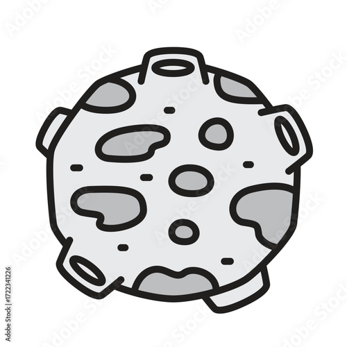 Cartoon asteroid with craters and protrusions