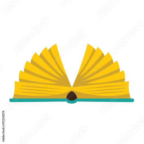 An open book with yellow pages fanned out