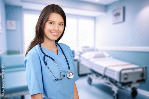 Nurse or doctor portrait in hospital for healthcare