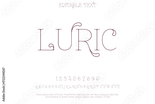 Elegant hand drawn lettering of the word lyric with decorative flourishes