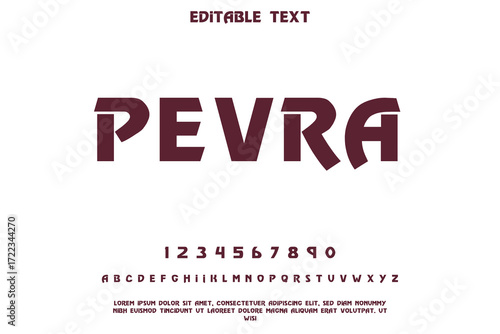 Modern bold typeface alphabet and numbers with editable text placeholder