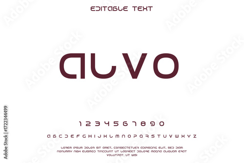 Modern minimalist font alphabet and numbers on white background