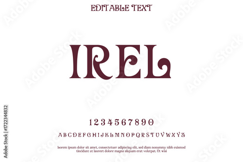 Elegant serif font sample with editable text and numbers