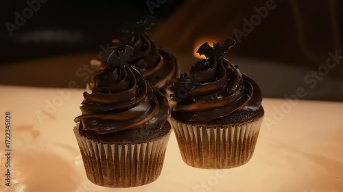 Chocolate cupcakes close up