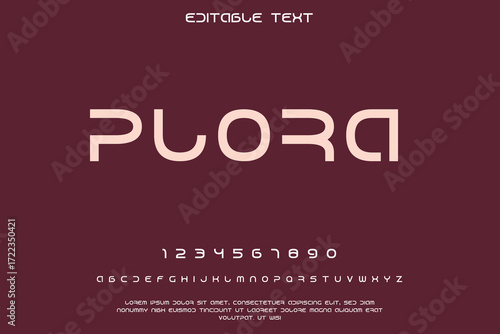Modern minimalist typeface with numbers and alphabet on dark background