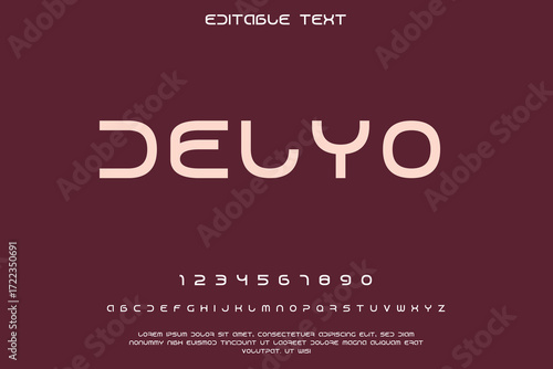 Modern minimalist font alphabet and numbers on dark background