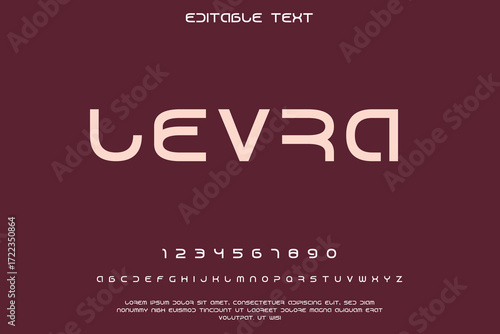 Modern minimalist font alphabet and numbers on dark background