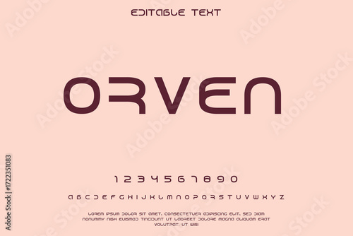 Modern sans serif font display with uppercase letters and numbers