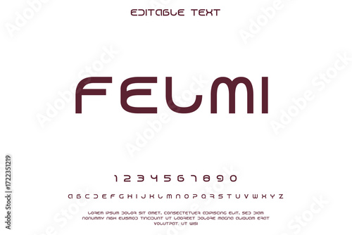 Modern sans serif font alphabet and numbers on white background