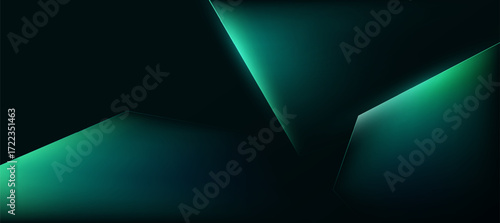 Modern abstract luxury banner, abstract green and black polygon elegant background vector for branding presentation or product ads bg