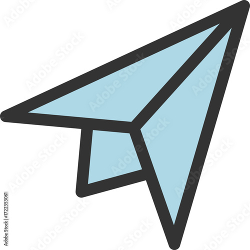 Icon of a paper plane, representing direct message, email, or send. Suitable for communication, social media, and app design