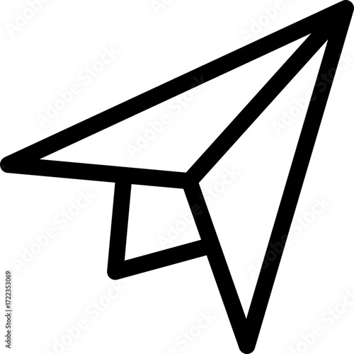 Icon of a paper plane, representing direct message, email, or send. Suitable for communication, social media, and app design