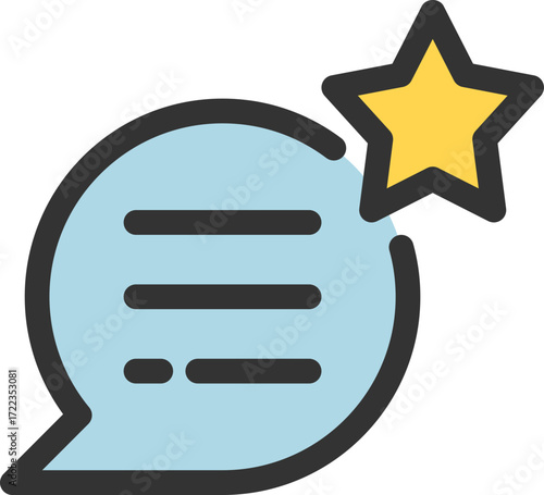 Icon of a chat bubble with a star, symbolizing feedback, rating, or customer review. Perfect for business, communication, and support themes