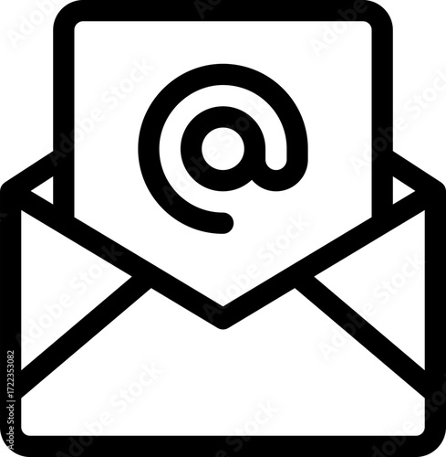 Simple outline icon of an envelope, symbolizing mail, email, or message. Ideal for communication, business, and contact related designs