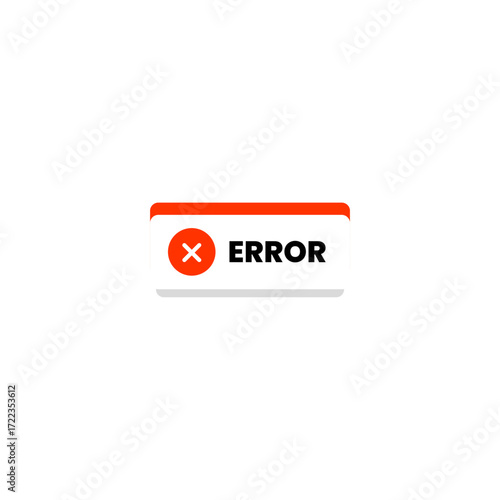 Error Notification Window Design with Cross Icon and Red Accents