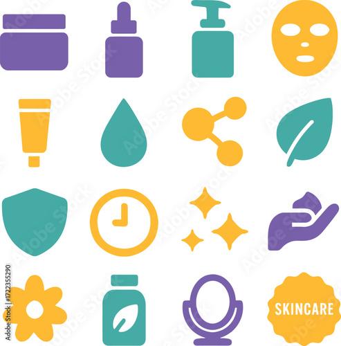Anti Age 16 Solid Color Icon Set Collection on White Background