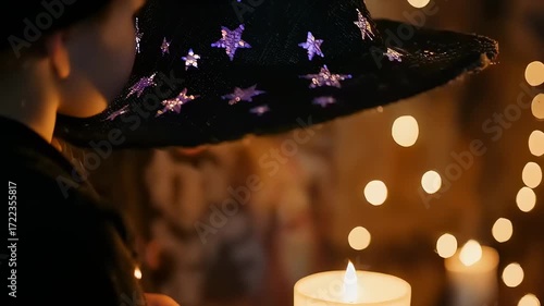Witch hat and candlelight