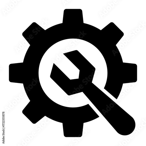 maintenance gear glyph icon with wrench used for repair in construction site