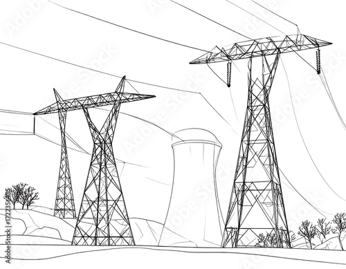 Technical drawing of power plant