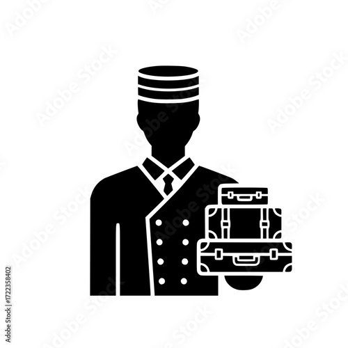 Hotel Bellboy with Luggage Icon