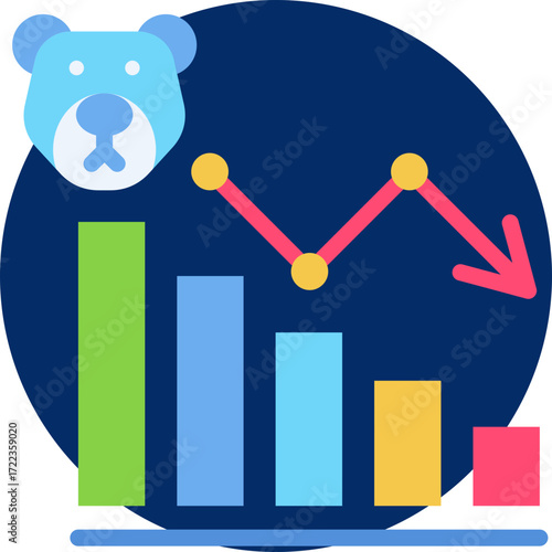 bear market icon isolated on white background. vector illustration icon for market fluctuation