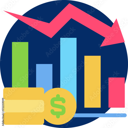 loss icon isolated on white background. vector illustration icon for market fluctuation