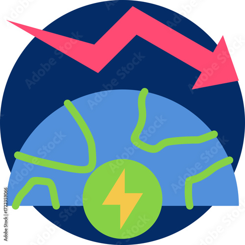energy crisis icon isolated on white background. vector illustration icon for market fluctuation