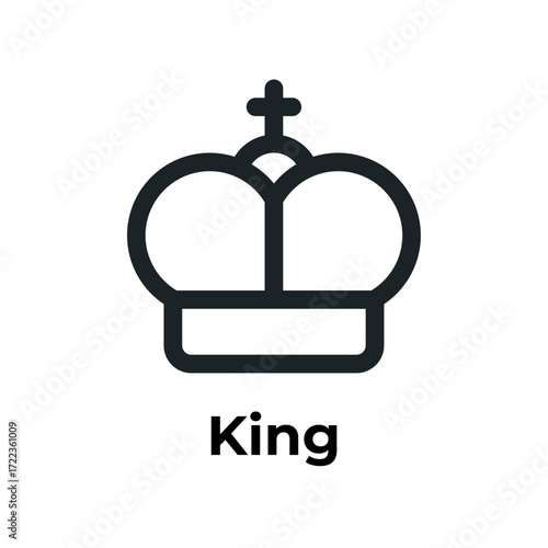 Simple Icon of Chess King Piece with 'King' Label Minimalist Design, Digital Art