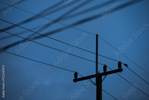 Wallpaper Mural silhouette of the power line against the blue sky background. Torontodigital.ca