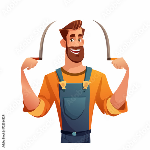 Farmer with Scythes