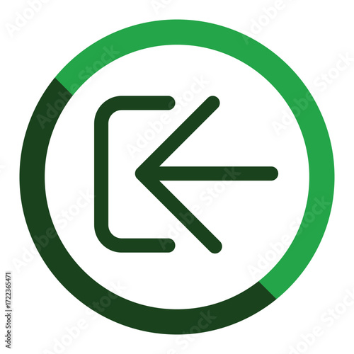 Circular icon with an inwardpointing arrow and a partial green ring