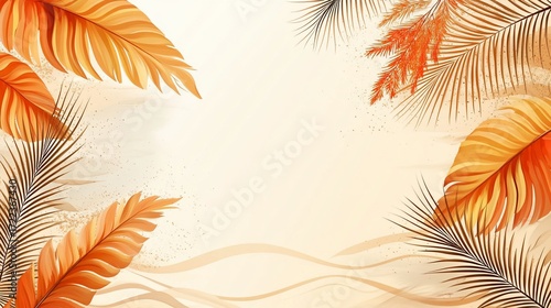 Autumnal Botanical Bliss, A Decorative Fall Foliage Arrangement with Warm Tones and Serene Background