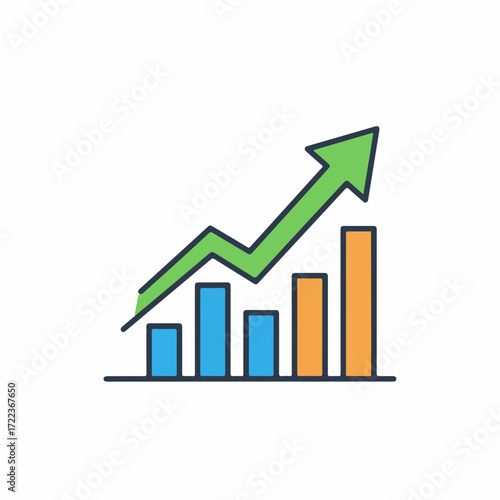 Colorful business growth chart icon with upward arrow. Free Download Colorful business growth chart icon with upward arrow. - GFXLoad