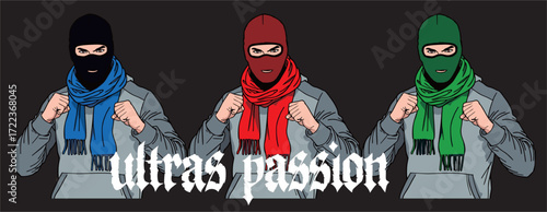 A collection of vector illustration sticker Ultras and hooligans football supporter for sticker and design